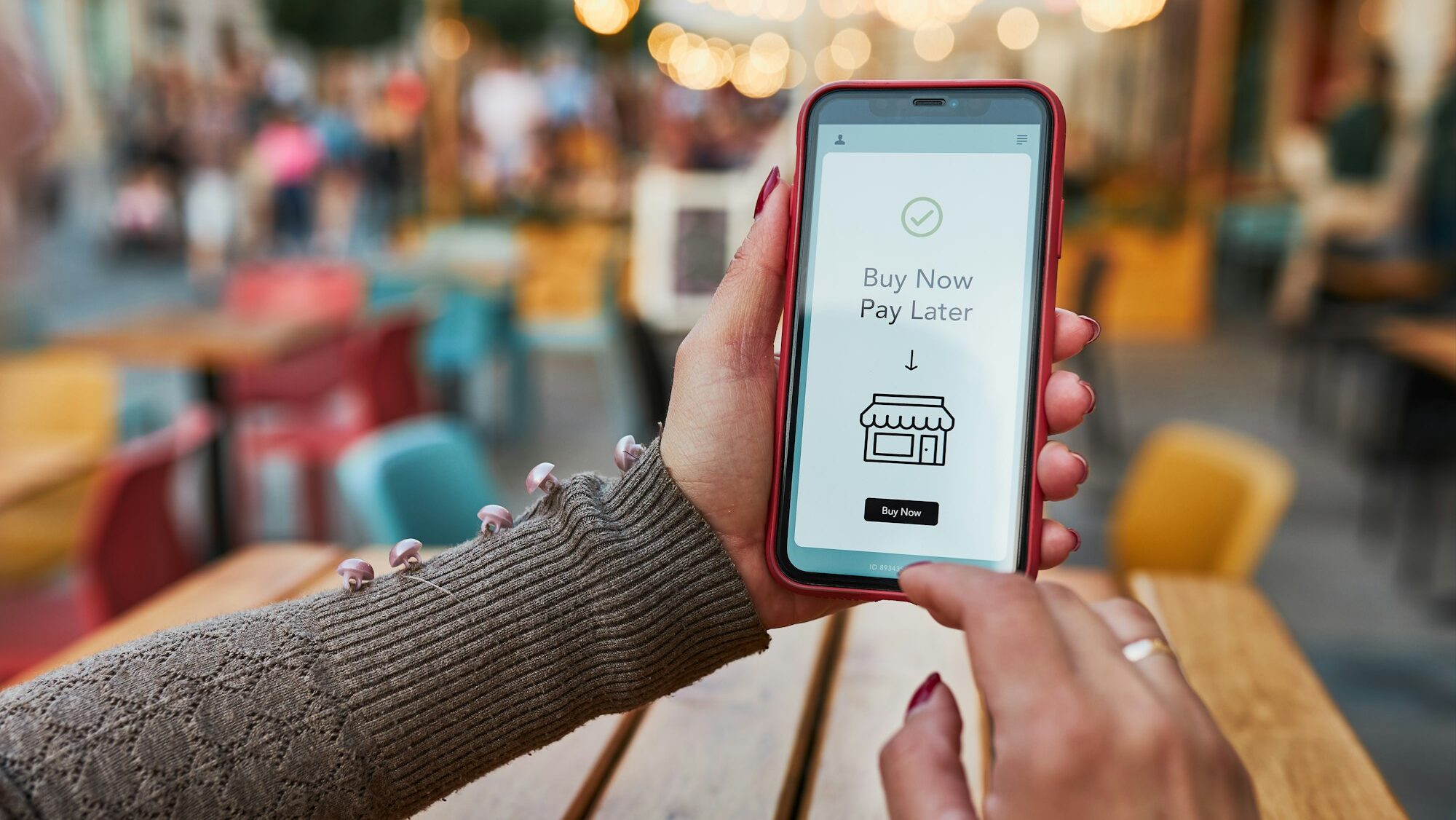 BNPL Buy now pay later online shopping service on smartphone. Online shopping. Paying after delivery
